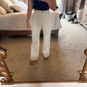 Cream wide leg denim